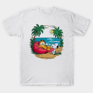 Garfield and Snoopy enjoying T-Shirt